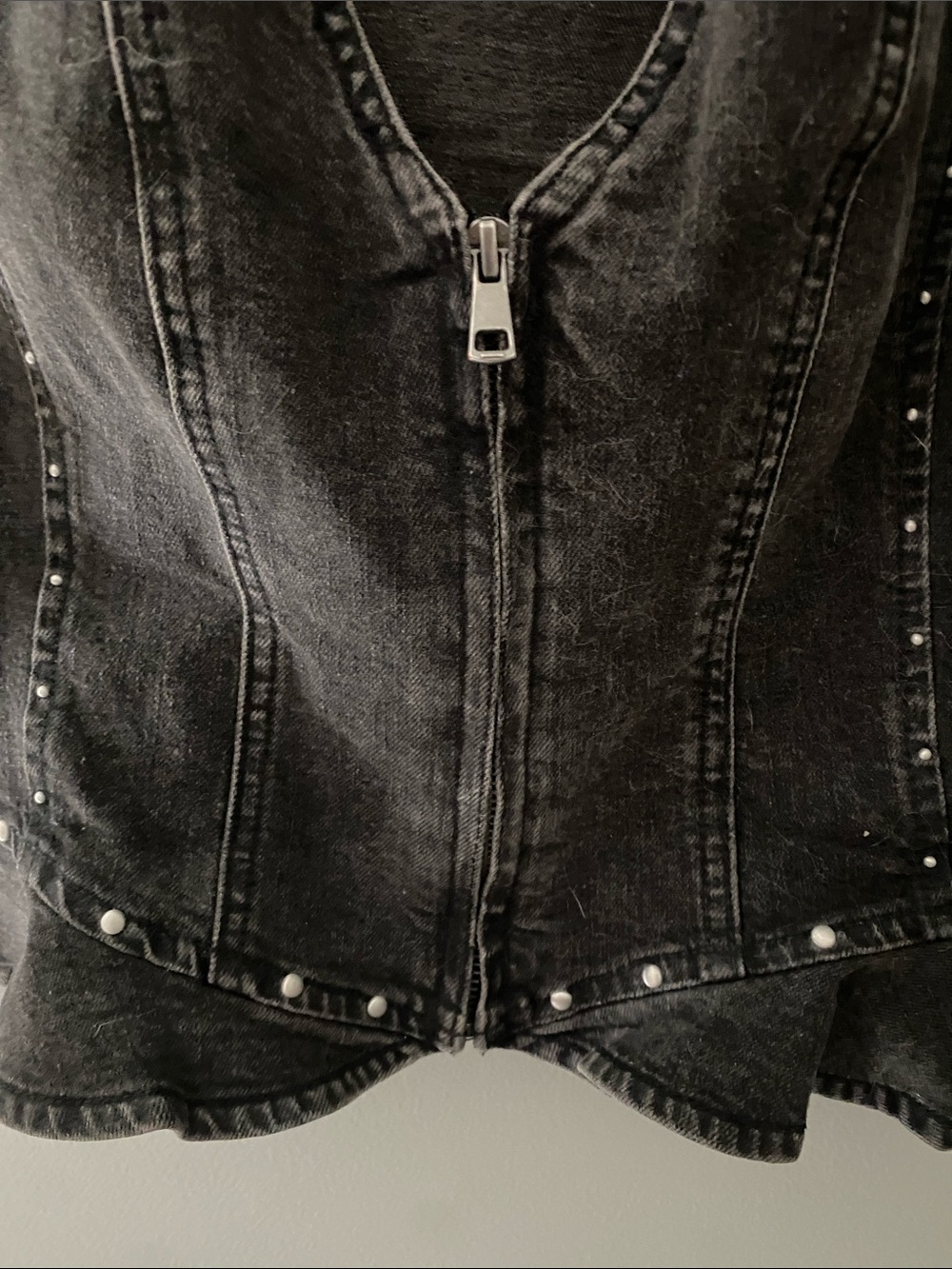 Black Stud-Accent Denim Vest - Women's Jacket & Coat - Picture 3 of 3